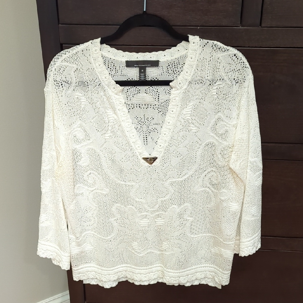 White Lace Knit Top